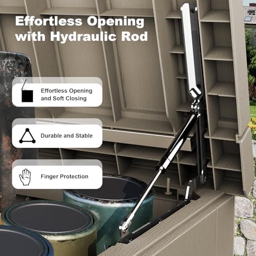 DRATO 280 Gallon Deck Boxes Outdoor Waterproof, Lockable Outdoor Storage Box for Patio Furniture Pool Supplies Garden Tools, Weatherproof Resin Storage Box for Backyard (Grey, 280 Gallon) - Image 2