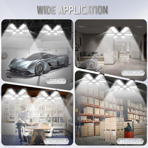 Garage Lights 8 Pack 160W, 16000LM LED Garage Lights with 6+1 Deformable Panels 6500K Screw in LED Shop Lighting for Workshop, Basement Support E26/E27 - Image 5