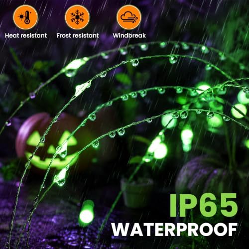 GIGALUMI 2 Pack Solar Firework Lights Outdoor, Halloween Decor, Green - Image 6