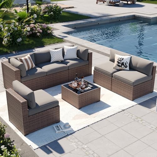 Aoxun Patio Furniture Set, 7 Pcs Outdoor Furniture with Coffee Table by Aoxun