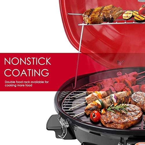 Electric BBQ Grill Techwood 15-Serving Indoor/Outdoor Electric Grill for Indoor & Outdoor Use, Double Layer Design, Portable Removable Stand Grill, 1600W (Countertop BBQ Grill) - Image 3