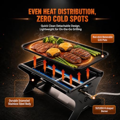 3-in-1 Portable Camping Grill, Foldable Charcoal Wood Gas BBQ - Image 3