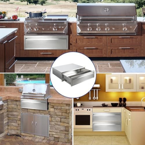 Outdoor Kitchen Drawers 30" W x 10" H x 23" D Flush Mount BBQ Single Drawers with Divider Stainless Steel Built-in Drawer for Outdoor Kitchen Island Patio Grill Station - Image 6