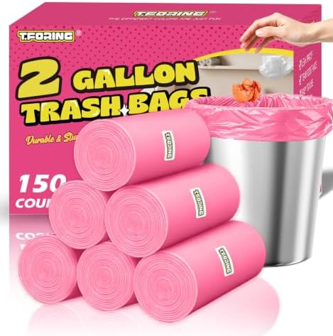 Small 2 Gallon Trash Bags Unscented, 0.78 Mil, Pink, 150 Count by TFORING%C2%AE