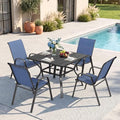 Outdoor Dining Set for 4, Metal Table and Stackable Chairs by CHINNLUU