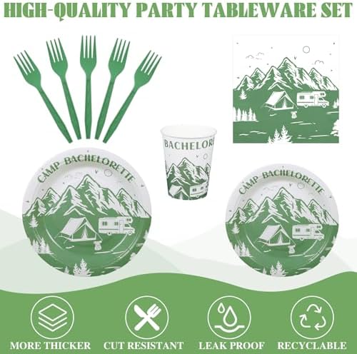 Zubebe 175 Pcs Camp Bachelorette Party Plates Cups Napkins Serves 25 - Image 5