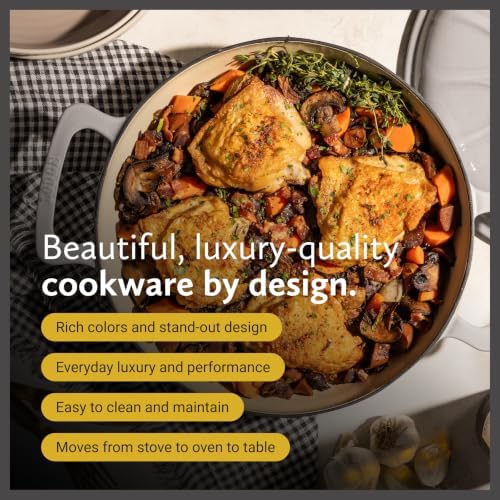 3.6 Quart Luxe Enamel Casserole with Gold Knob, Smoke - Image 2