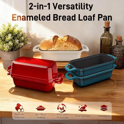 Enameled Cast Iron Dutch Oven for Sourdough Bread Baking-Red - Image 5