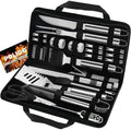 POLIGO 29 PCS BBQ Grill Accessories Stainless Steel BBQ Tools Grilling Tools Set with Storage Bag for Fathers Day Dads Birthday Presents - Camping Grill Utensils Set Ideal Grilling Gift for Men Silver by POLIGO