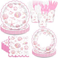 168 Pcs Pink Seashell Party Decorations for Girl Summer Birthday Serves 24 by Greencian