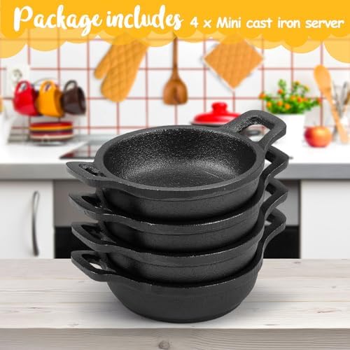 Ziliny 4 Pack Mini Cast Iron Skillets 4 x 4 x 1.2 Inch Cast Iron Pan - Image 4