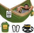 Wise Owl Outfitters Hammock for Camping Double Hammocks Gear for The Outdoors Backpacking Survival or Travel - Portable Lightweight Parachute Nylon DO Green & Khaki by WiseOwlOutfitters