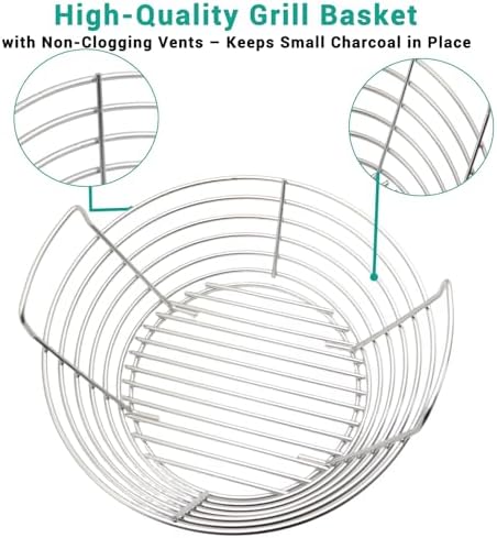 Charcoal Ash Basket with Handles, Stainless Steel Fits Big Green Egg Large, Kamado Joe Classic & Joe Junior – Heavy Duty Charcoal Holder for 14" Grills - Image 7