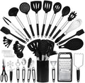 40PCs Silicone Cooking Utensils Set 446℉ Heat Resistance, RFAQK BPA Free Kitchen Utensils Set for Nonstick Cookware, Gadgets includes Can Opener, Potato Smasher,Peeler,Tongs,Spatula Set,Pizza Cutter by RFAQK
