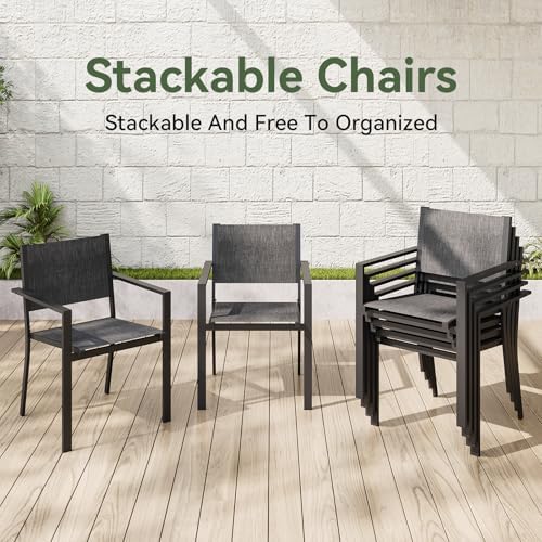 7-Piece Patio Table and Chairs Set for 6, All Weather Patio Dining Sets - Image 6