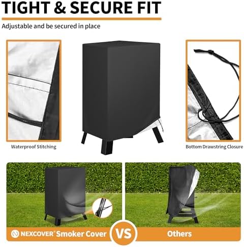 NEXCOVER Electric Smoker Cover 30 Inch - BBQ Grill Cover for Masterbuilt Smokers, Waterproof Barbecue Cover, 18.5" W x 17.5" D x 33" H, Outdoor Vertical Smoker Cover for Cuisinart, Dyna-glo. - Image 3