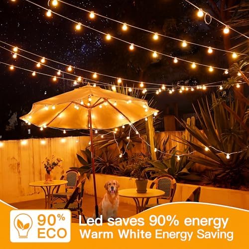 Ollny Outdoor String Lights, 50FT LED Patio Lights Waterproof White Wire - Image 7