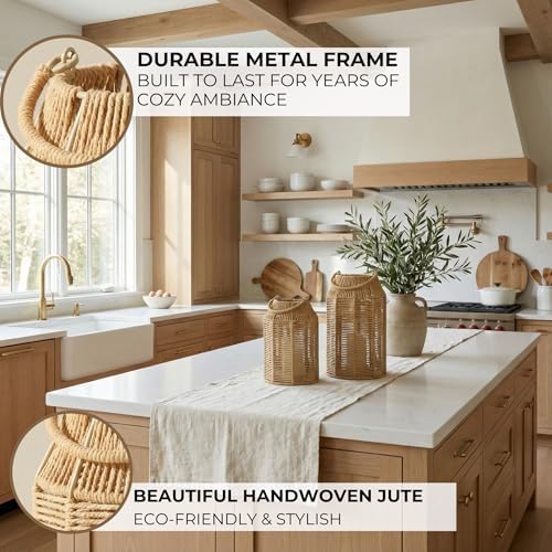Natural Jute Boho Lanterns - Handcrafted Farmhouse Coffee Table Decor - Image 5