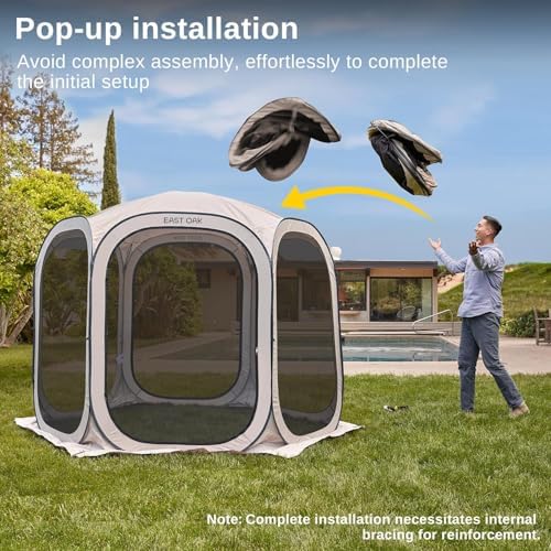 East Oak Screen House Tent Pop-Up, Portable Screen Room Canopy Instant Screen Tent 10 x 10 FT with Carry Bag for Patio, Backyard, Deck & Outdoor Activities, Brown - Image 2
