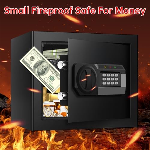 1.8 Cuft Small Fireproof Safe for Home Use, Safe Box Fireproof Waterproof with Programmable Keypad, Spare Keys and Removable Shelf, Digital Home Security Safety Box for Money Documents Medicines - Image 4