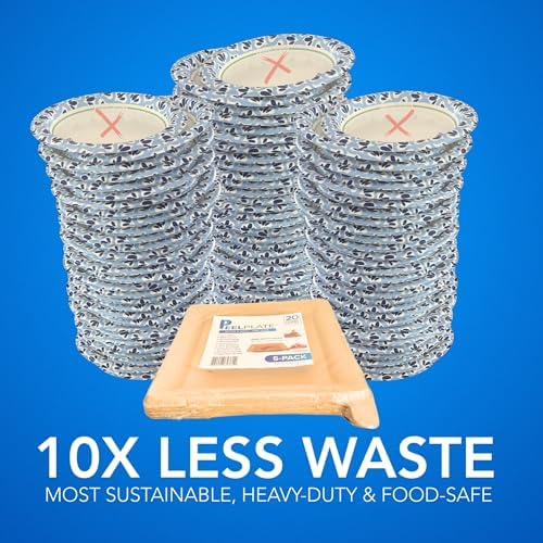 Peel Plate [5-Pack] 75 Servings Total - Large 9.5in X 9.5in Multi-Use Reusable Paper Plates 90% Less Waste For Home or On-The-Go Mealtime & Snacktime - Image 5