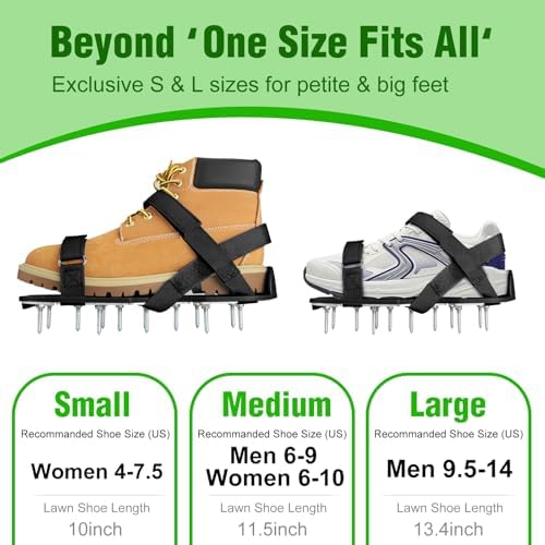 Lawn Aerator Shoes for Grass - Pre-Assembled Grass Aerator Shoes for Lawn - Soil Yard Aerator Tool for Aerating Patio Garden, Black, Large Size - Image 5