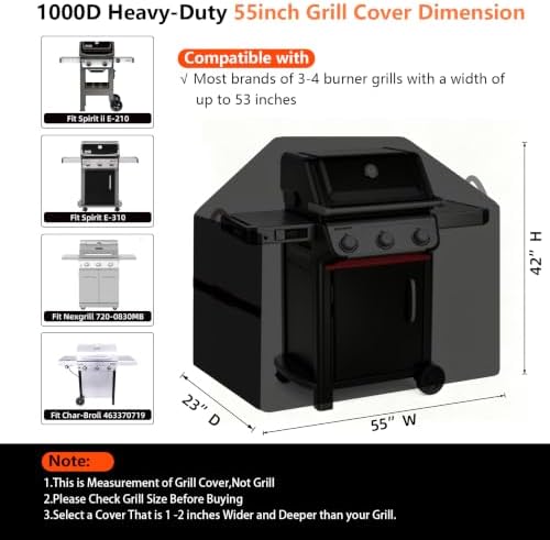 55" BBQ Grill Cover for Outdoor Grill 1000D Heavy Duty Waterproof - Image 2