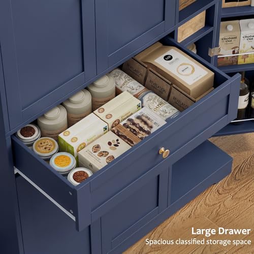 HOSTACK 68"H Kitchen Pantry Storage Cabinet with Doors & Shelves, Navy Blue - Image 6
