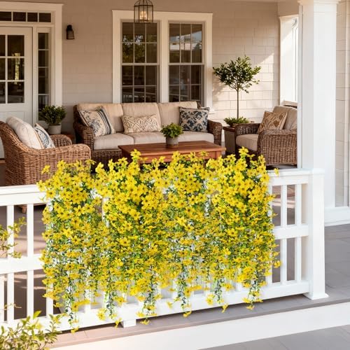 INQCMY Artificial Fake Hanging Flowers Plants for Outdoor Fall Decoration - Image 4