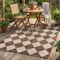 4x6 Covered Outdoor Patio Rug - Brown Beige Checkered Entry Rug by Othilic