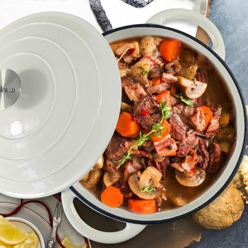 5 QT Enameled Cast Iron Dutch Oven with Lid for Stews and Roasts - Image 2
