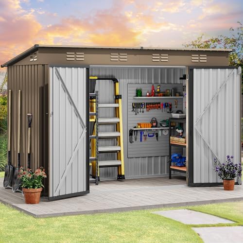 DWVO 9x4ft Large Outdoor Storage Shed with Lockable Doors & Air Vent - Image 2
