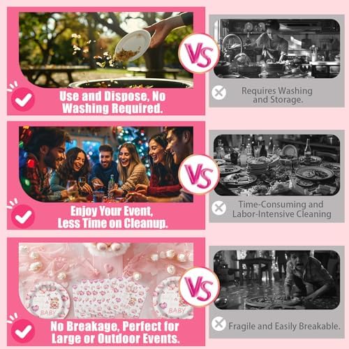 40 Guests We Can Bearly Wait Baby Shower Plates – Pink Teddy Bear Plates and Napkins Set for Girl Baby Shower Decorations - Image 3