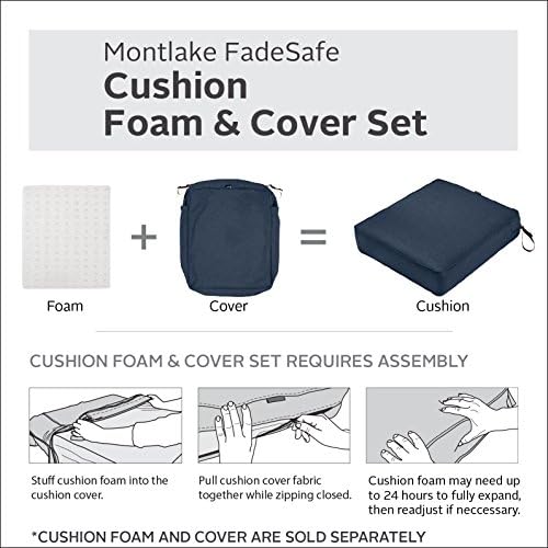 Classic Accessories Montlake Water-Resistant 21 x 22 x 4 Inch Outdoor Back Cushion Slip Cover, Patio Furniture Cushion Cover, Heather Indigo Blue, Patio Furniture Cushion Covers - Image 3