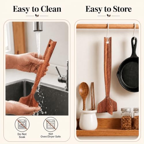 Teak Wood Meat Chopper, Hamburger Smasher,10.63 Inches - Image 5