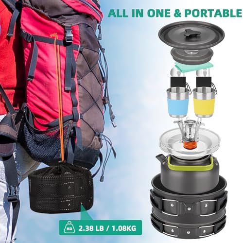 18pcs Camping Cookware Kit, Nonstick Pots Pans and Kettle Set - Image 3