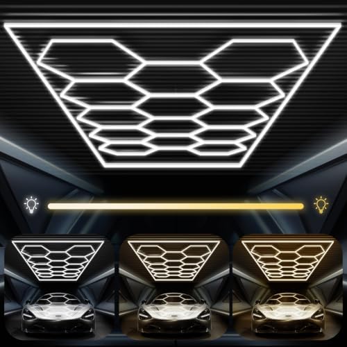 FERUERW Hexagon Garage Lights with Rectangle Frame, 3 Color Temperature by FERUERW