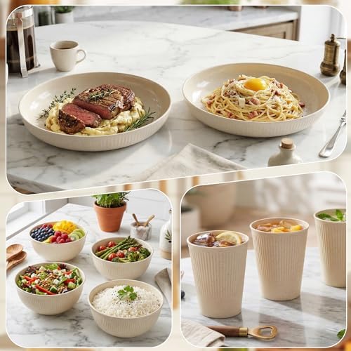 Plastic Dinnerware Sets for 6 People 18pcs Camping Plates and Bowls Set - Image 4
