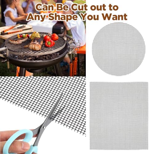 Grill Mesh Mat Set of 5 Non-Stick BBQ Grill Mats Reusable Grilling mat for Gas, Charcoal, Pellet, Oven & Air Fryer, 15.7 x 13 Inch - Image 3