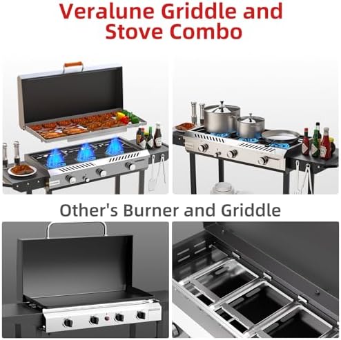 2-in-1 Propane Stove & Griddle Combo, 225,000 BTUs, Steel Cooking Surface - Image 2