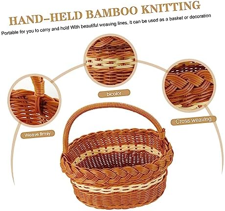 Outanaya Imitation Rattan Woven Basket Decorative Storage Basket for Home Kitchen and Outdoor Picnics Lightweight Multipurpose Design Rustic Style for Organizing - Image 7
