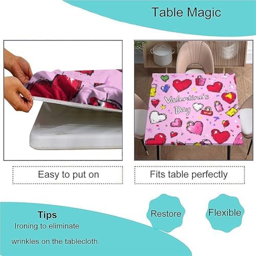 Fitted Outdoor Tablecloth, Love is in The Air Pattern Printed on Polyester Table Top Cover, Use for Kitchen Patio Restaurant, Fit for 32" x 32" Square Tables - Image 3