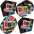 40Pcs 80s Birthday Party Decorations Plates 80s Themed Tableware Include Paper Plates Napkins for 20 Guests Baby Shower Birthday Party Decorations by Frypeas