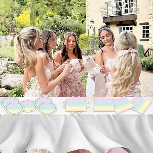 40pcs Pastel Rainbow Party Decorations Pastel Rainbow Paper Plates and Napkins For Baby Shower Decorations,Suitable for 20 Guests - Image 6