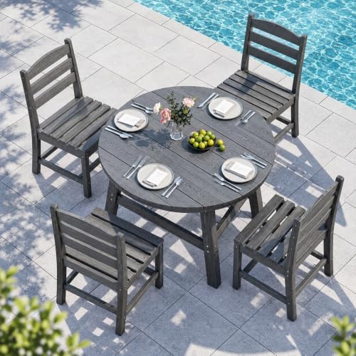 Pamapic Patio Dining Table Set, 5-Piece Outdoor Dining Set for 4, Grey by Pamapic
