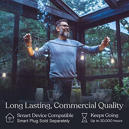 Brightech Ambience Pro - 24 Ft Waterproof LED Outdoor String Lights - Hanging, Dimmable 2w Vintage Edison Bulbs -Commercial Grade Patio Lights Create Cafe Ambience in Your Backyard - 7 Lights, Black - Image 6