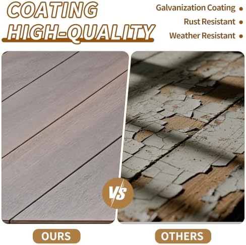 35.4" Square HDPE Wood Grain Patio Dining Table, Heavy Duty Galvanized Metal Frame, 300 LBS Weather Resistant Rustproof Outdoor Table for Backyard Garden Deck Porch, Mixed Brown Woodgrain - Image 6