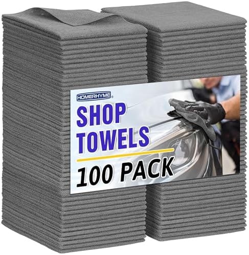 Microfiber Cleaning Cloth, 100 Pack Cleaning Rags Microfiber Towel Bulk Absorbent Lint-Free WashCloths, All-Purpose Towels for Cars, Shop, Automotive, Garage, Home Kitchen 11.5"*11.5", Grey by HOMERHYME