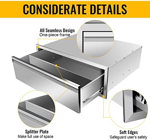 Outdoor Kitchen Drawers, 30Wx10Hx23D Inch Stainless Steel Single Access Drawer with Hidden Handle, Flush Mount BBQ Drawers for Outdoor Kitchen, Patio Grill Station - Image 4