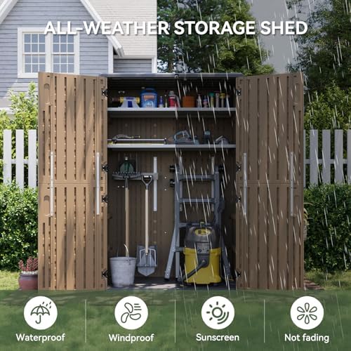 Aoxun Outdoor Storage Shed with Floor, 64 Cu.Ft Outdoor Storage Cabinet - Image 7